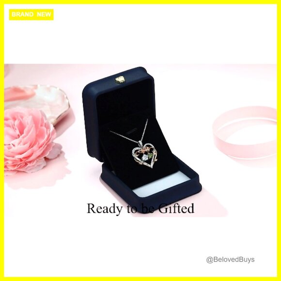 Sterling Silver Double Heart Birthstone Pendant Necklace Gift for Women - Picture 7 of 7